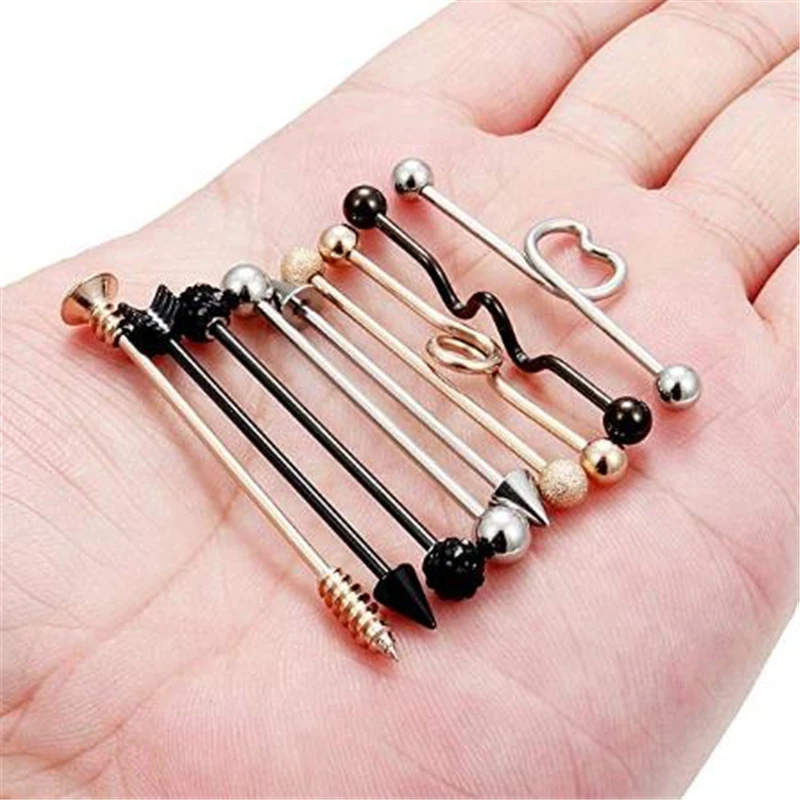 14 г 38 мм нержавеющая сталь промышленные серьги-штанги хрящевая спираль-раковины