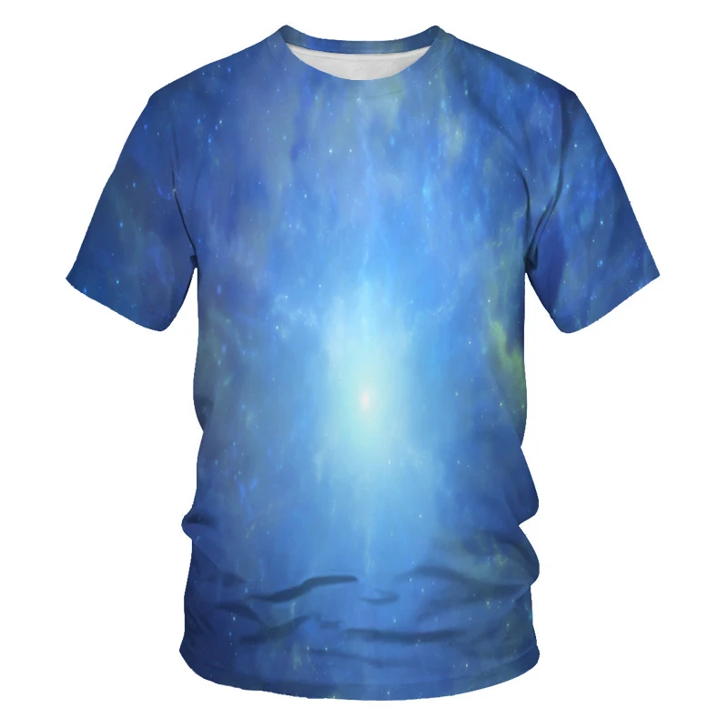

Summer Explosive Men's 3DT Shirt Universe Starry Sky 3DT Shirt Trendy Breathable Men's Large Size Super Fire Short Sleeve