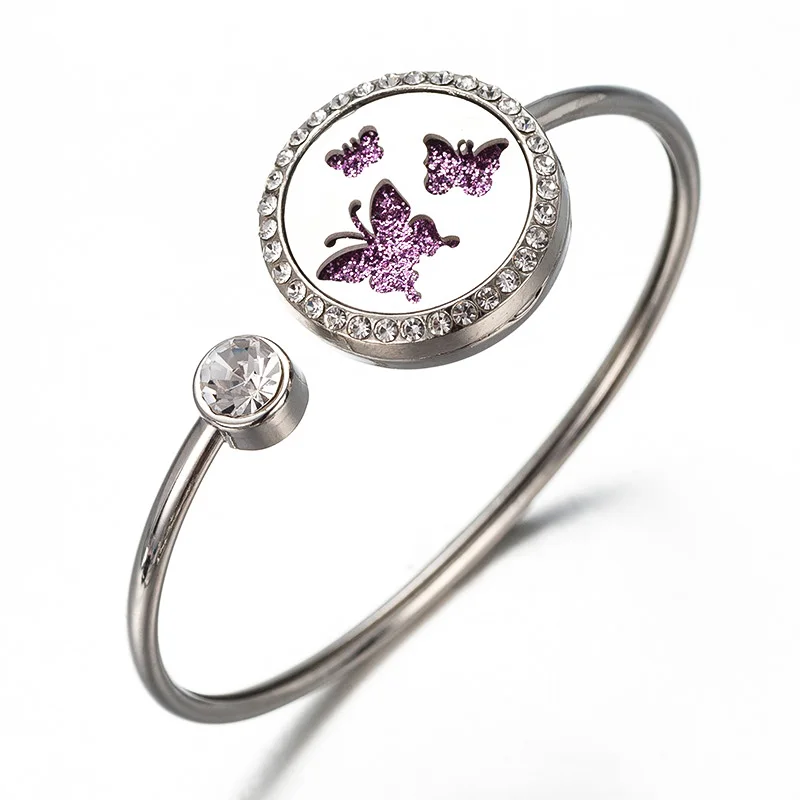 Perfume Bracelet Essential Oil Diffuser Aromatherapy Crystal Box wing Stainless Steel woman FF10 |