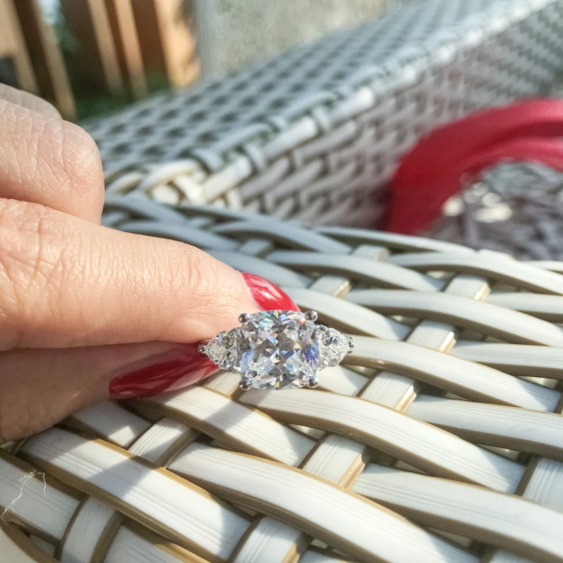 AINUOSHI 925 пробы Серебряная Подушка крой 9x9 мм Сона алмаз Обручение кольца Для женщин