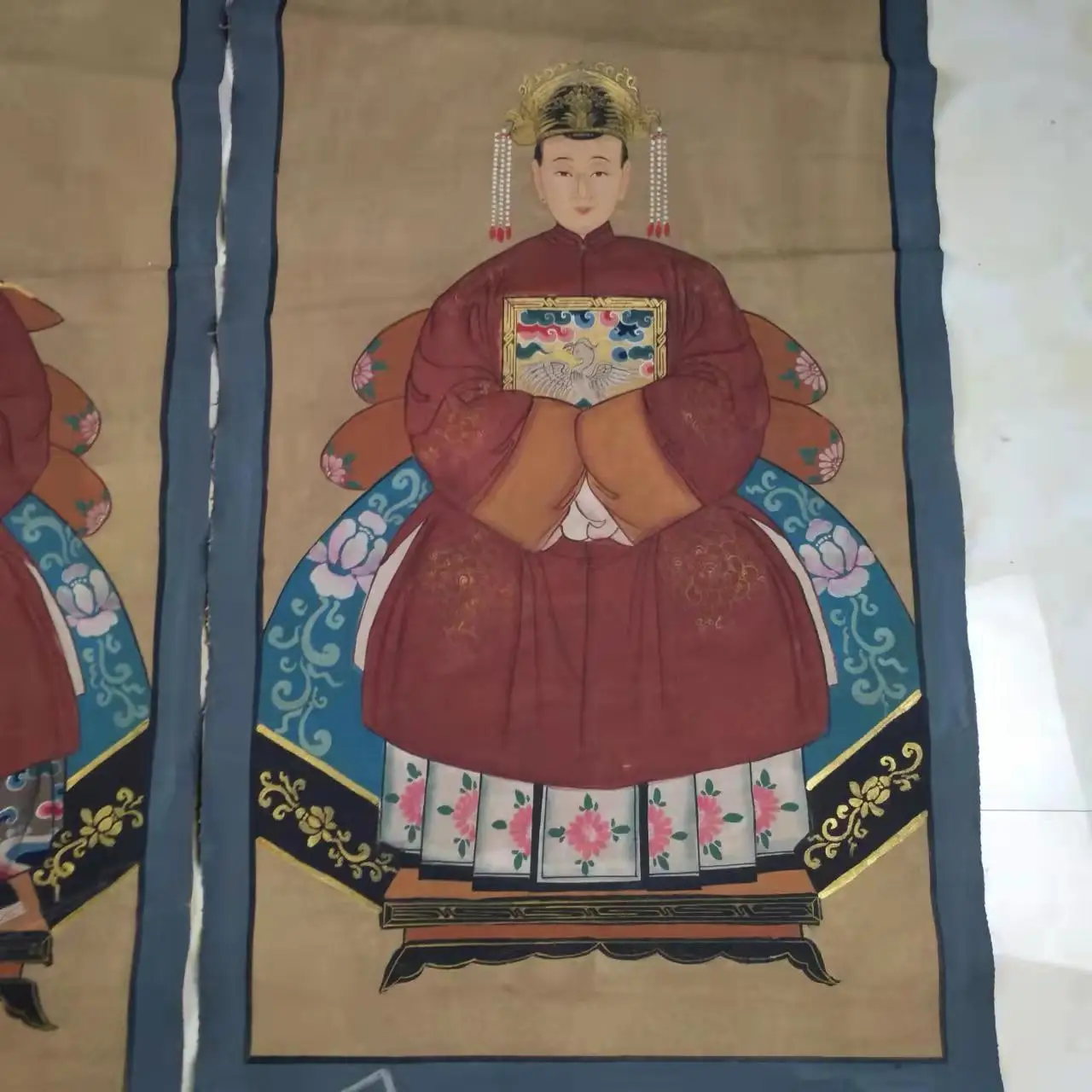 Pintura china cl&aacute;sica coleccionable para decoraci&oacute;n del hogar, retrato de pareja de oficiales antiguos, N &deg; 2-2