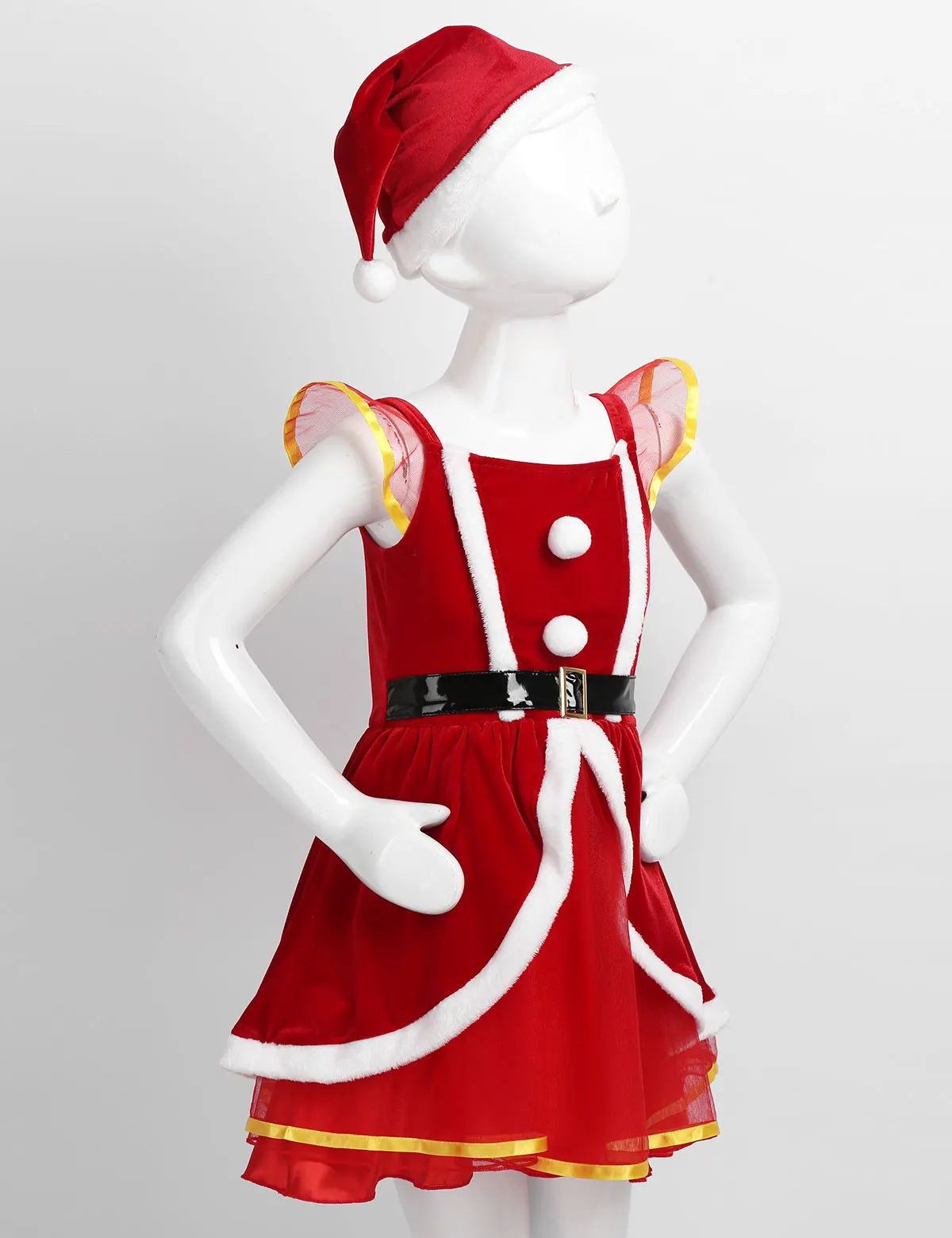 Детское мягкое бархатное рождественское платье Санта Клауса для девочек