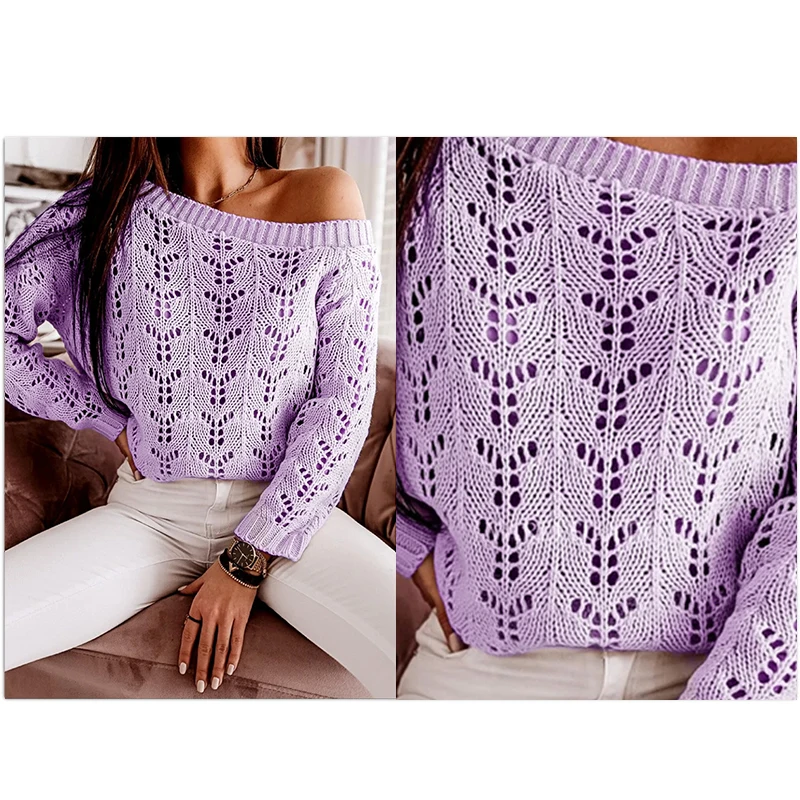 Женский трикотажный свитер на одно плечо с длинным рукавом | Женская одежда