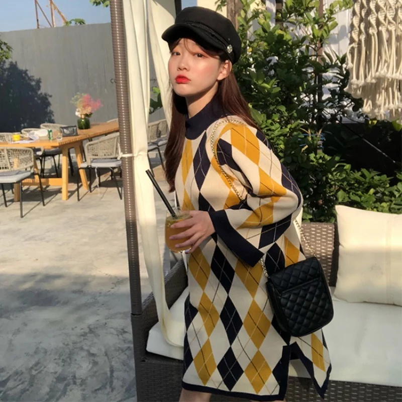 Новинка 2020 Осень-зима большой размер свободный круглый воротник вязаный пуловер