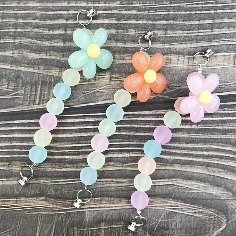 new flower bracelet diy jewelry accessories frosted beaded flower bracelet chain mobile phone case accessories free global shipping