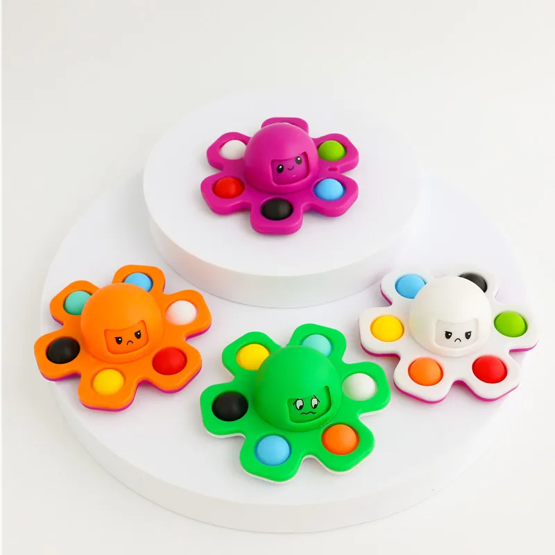 3in1 flip octopus poppit toy fidget spinner toys anti stress hand fingertip gyro push bubble pop change face poppit toy sensory free global shipping