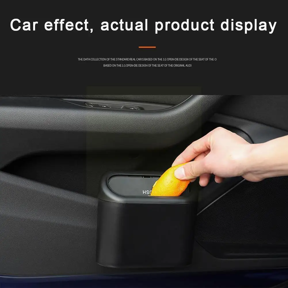 

Car Trash Bin Hanging Vehicle Garbage Storage Box Black Type Accessories Odorless And Auto Can Pressing Abs Sealed Trash S3T9