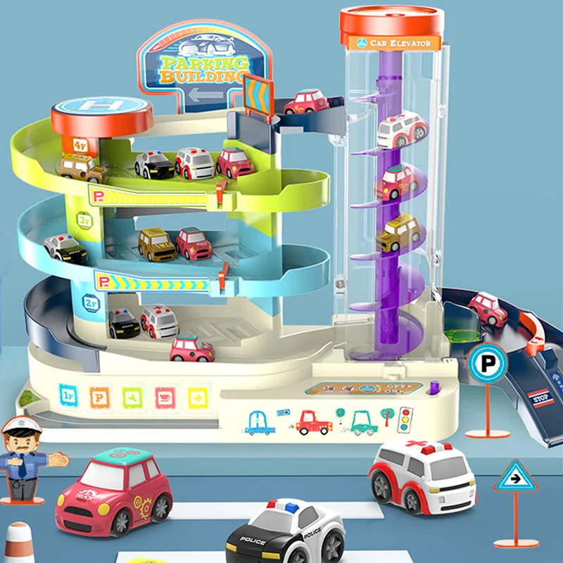Electric Parking Building Racing Car Track Toy Set Rail Model Education Toys for Kids Mechanical Adventure Brain Table Game | Игрушки и