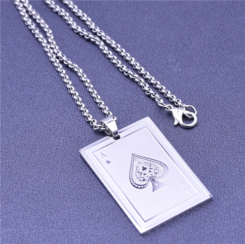 

Punk Accessories Stainless Steel Necklace For Men Chains Vintage Jewelry Poker Pendant Statement Necklace Male Choker 2021 Trend