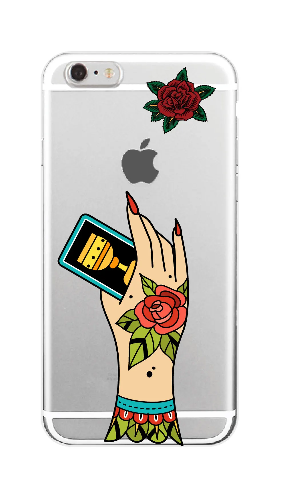 Мягкий чехол для телефона из ТПУ в стиле панк с татуировкой розы мексиканского