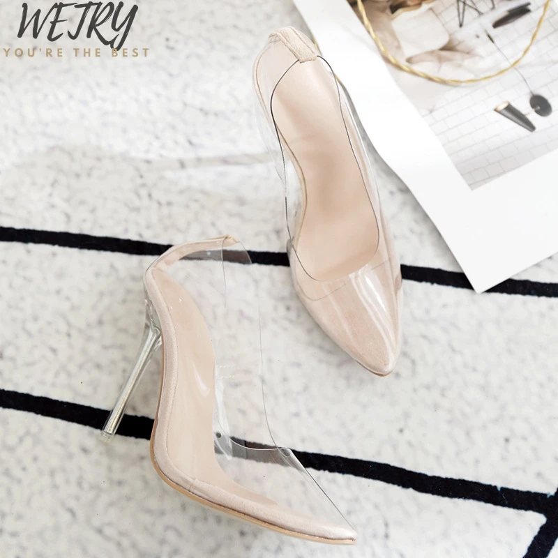Новинка 2019 прозрачные туфли лодочки из ПВХ сандалии на высоком каблуке шпильке