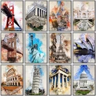 Картина сделай сам, картина из искусственных страз, стразы, вышивка крестиком, квадратная, круглая, в стиле ретро, достоверная башня, украшение для вышивки