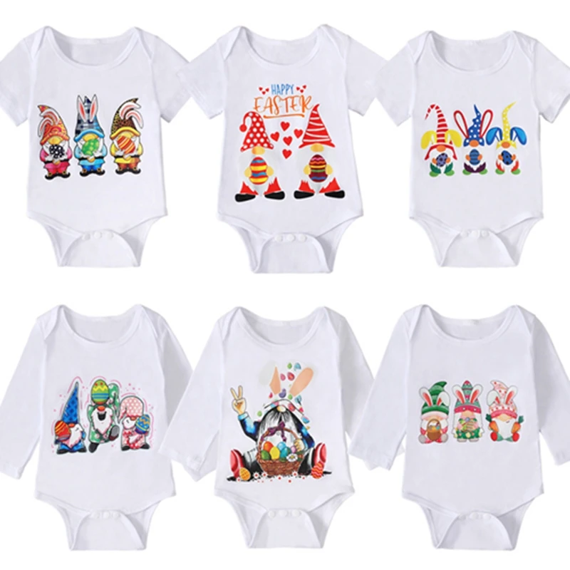 

Baby clothes European and American spring and summer models for boys and girls Easter Bunny Printed One-piece Romper Romper Kids