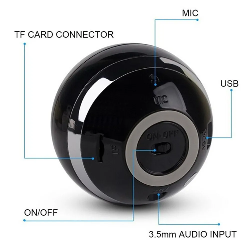 Spherical wireless bluetooth speaker led light mini audio gift subwoofer portable hands-free calling circular card music player |