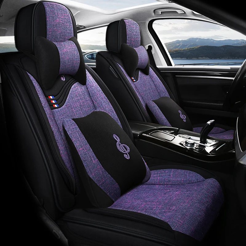Полное покрытие льняное волокно чехлы для автомобильных сидений VW polo beetle golf plus