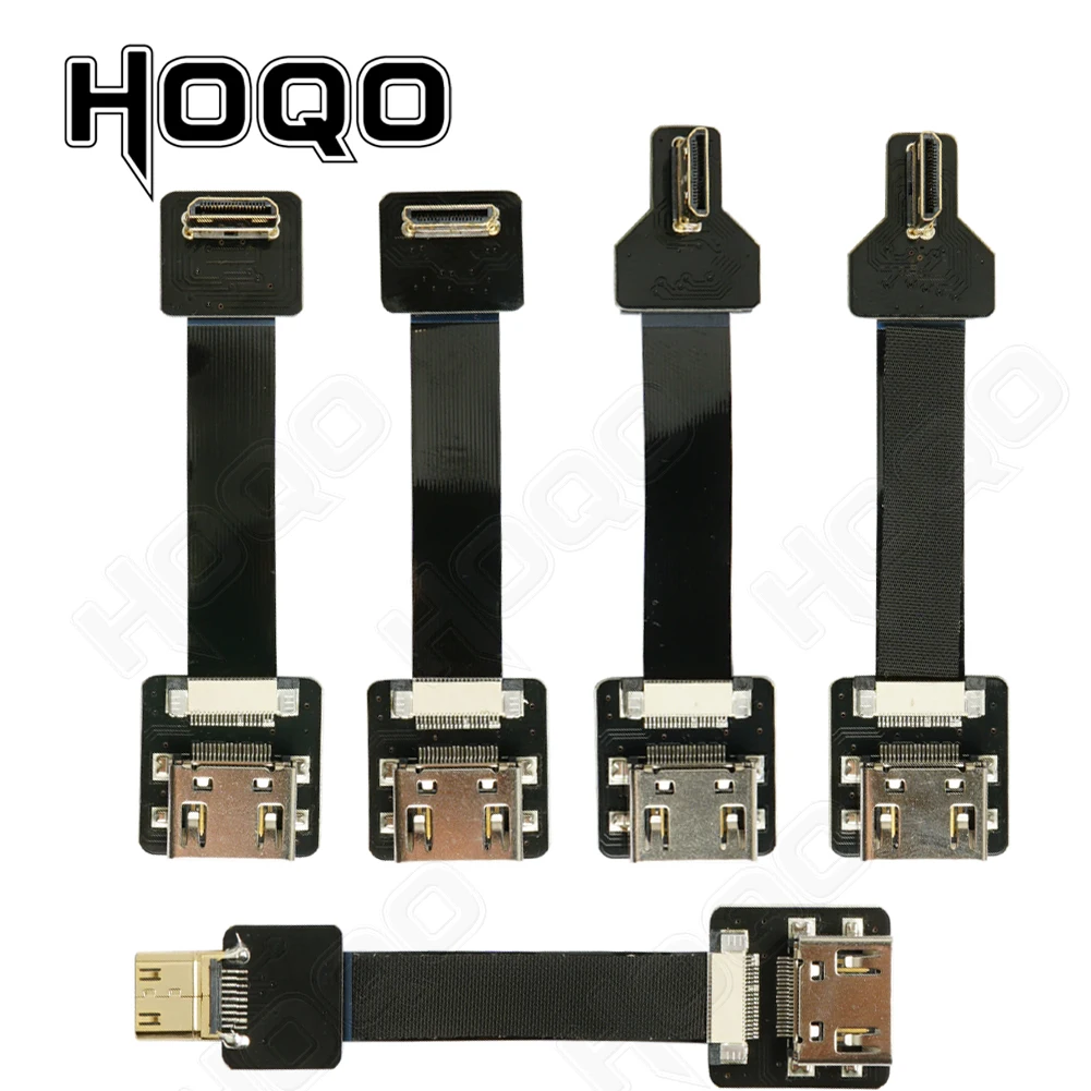 Cable flexible Mini HDMI macho a HDMI hembra, 5cm, 10cm, corto, ultrafino, 90 grados, arriba/abajo, ángulo recto
