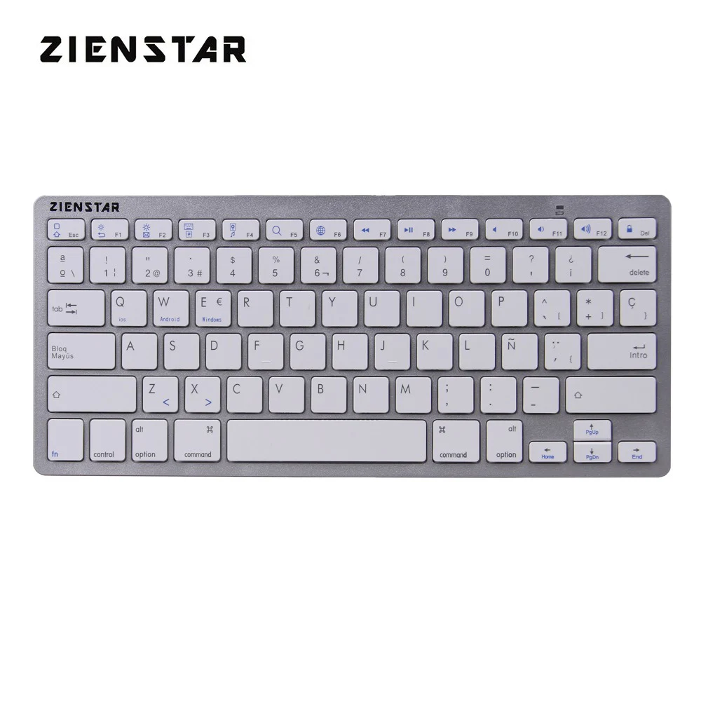 Zienstar испанский язык ультра тонкая беспроводная клавиатура Bluetooth 3 0 для