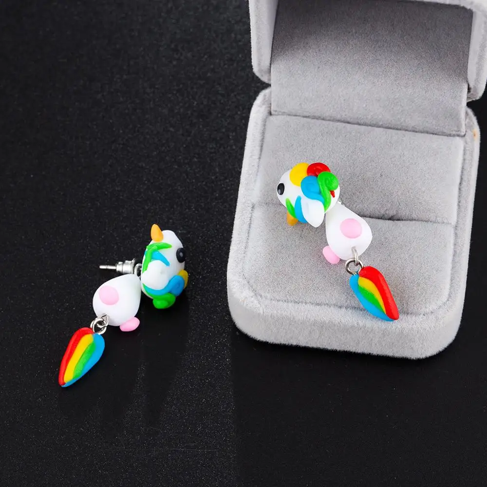 Милые серьги из полимерной глины с единорогом для женщин модные ювелирные