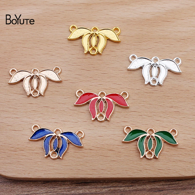 

BoYuTe (50 Pieces/Lot) 13*23MM Dripping Oil Flower with 4 Loops Factory Supply Handmade DIY Alloy Jewelry Accessories