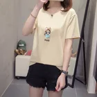 Летние модные новые женские футболки с короткими рукавами с вышивкой в виде собак, свободные, в корейском стиле, повседневные удобные женские топы