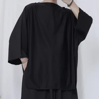 mens classic simple dark cape new t shirt fashion mountain style niche design slits loose large size t shirt