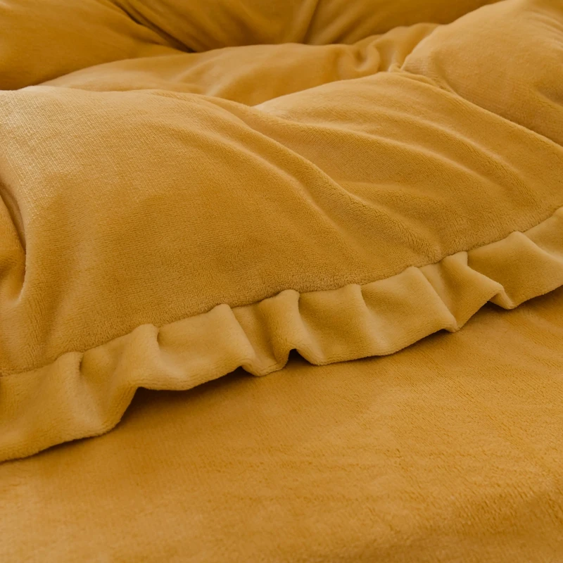 Желтый макраме/зима 100% Хрустальный бархат молочный утолщенная наволочка