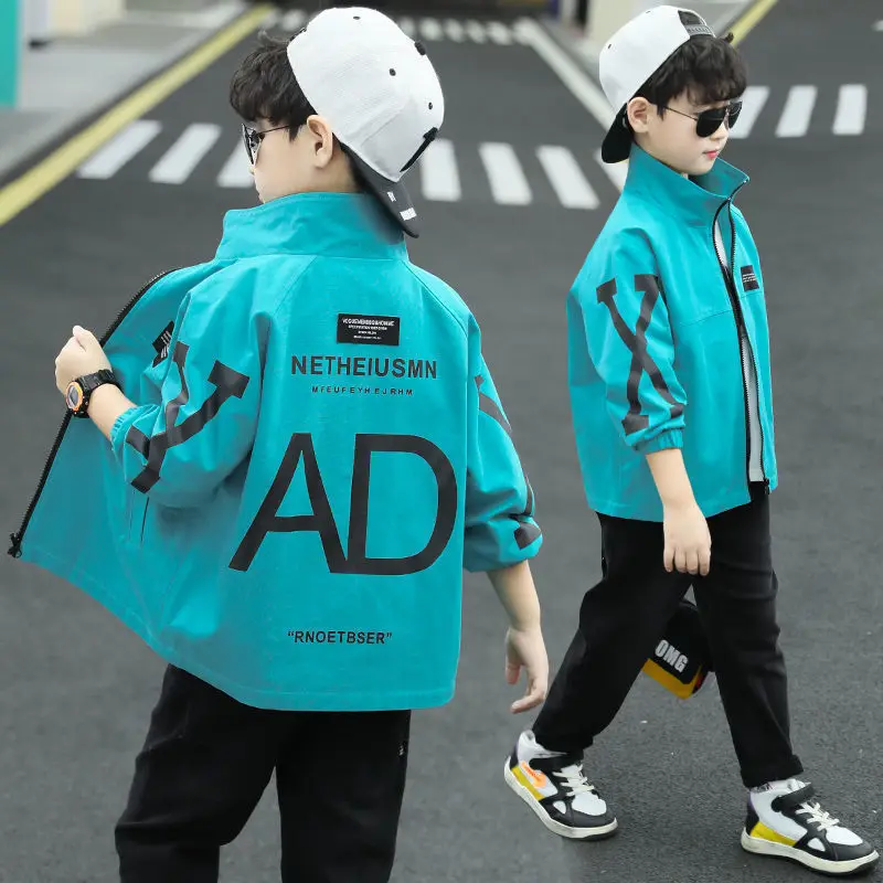 

Boys 2022 New Jacket Autumn Children's Clothing Style Boy Coat Big Boy Korean-Style Trench Coats Spring Teenage Sportswear