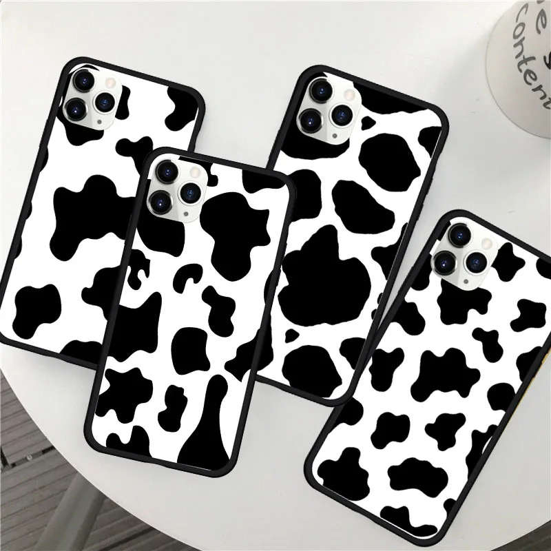 New White Black Cow Symbol Pattern Print Phone Case Cover for IPhone 11 Pro MAX SE 2020 5 6 7 8Plus Xs Max XR X Back Case Cover