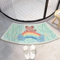 fan shaped water absorption bathroom door mat cartoon bear bath rug bathroom non slip mat absorbent mat door cute mat