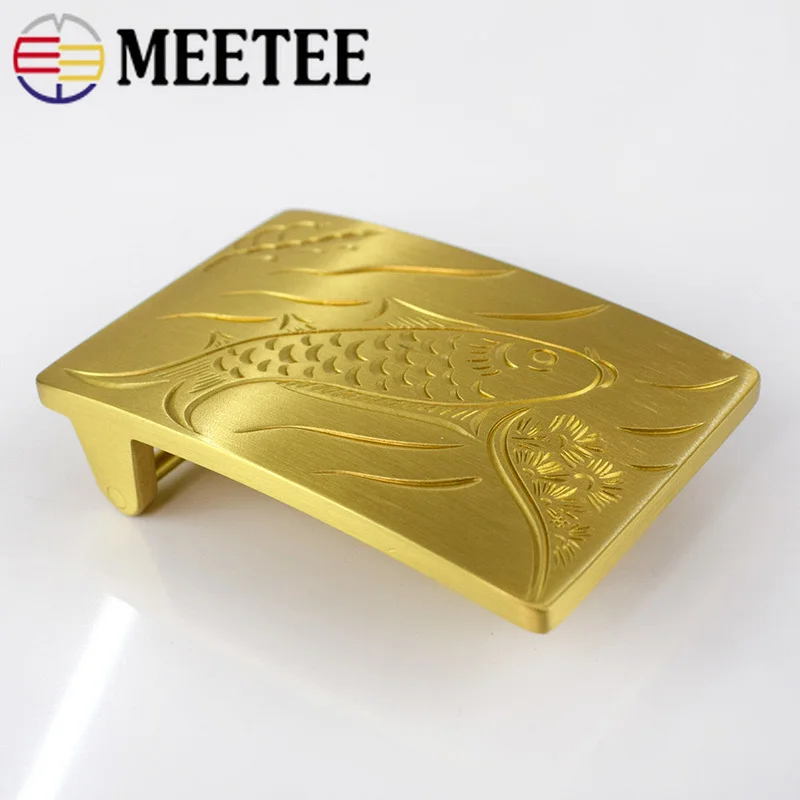 Meetee 39mm Pure Copper Brass Men's Belt Buckles Decoration Buckle DIY LeatherCraft High-grade Jeans Accessory for 37-38mm Belts | Дом и
