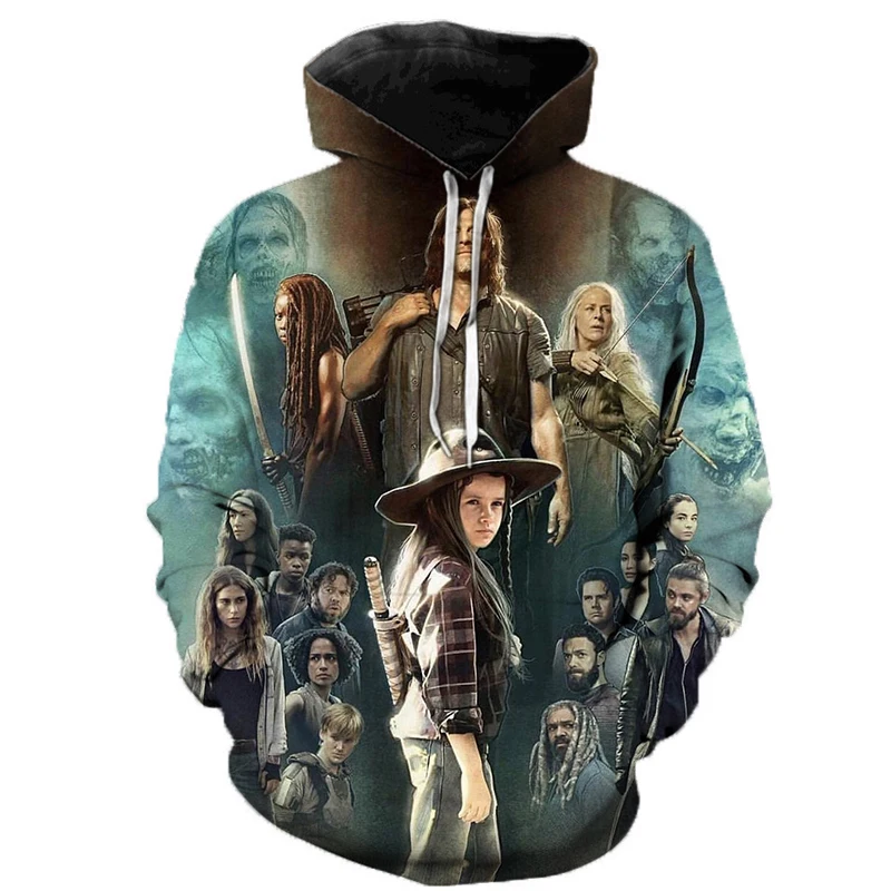 

The Walking Dead 3D Hooded Sweatshirts Horror TV Drama Pullover Men Women Halloween Casual Streetwear Harajuku Style Hoodies