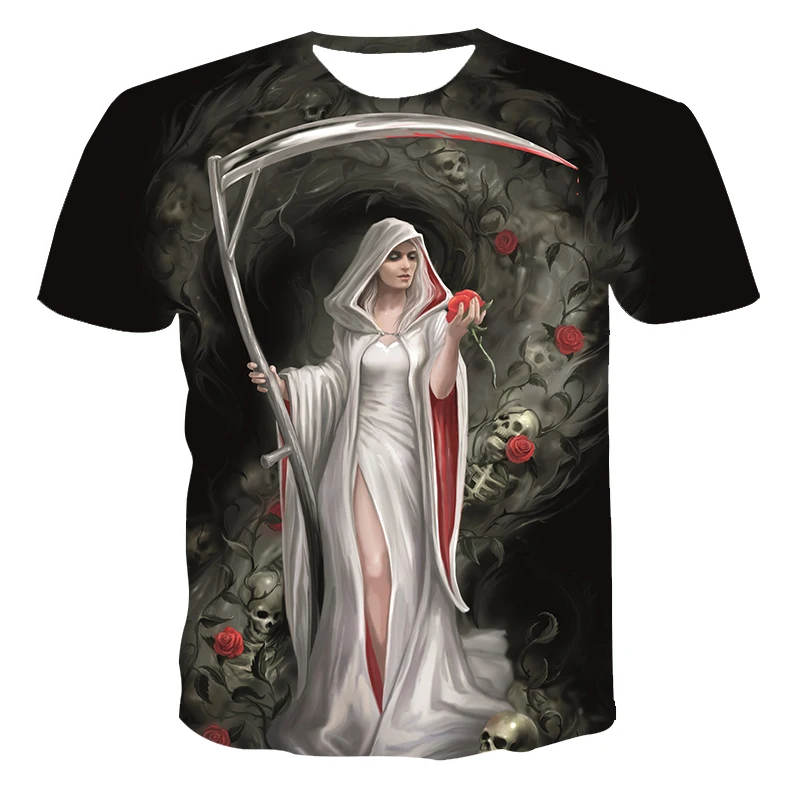 

2021 Summer Men's 3D Printed T-Shirt Brand Punk Style Fluorescent Angel 3DT Shirt Men's Top Short Sleeve Hip Hop O-Neck Clothing