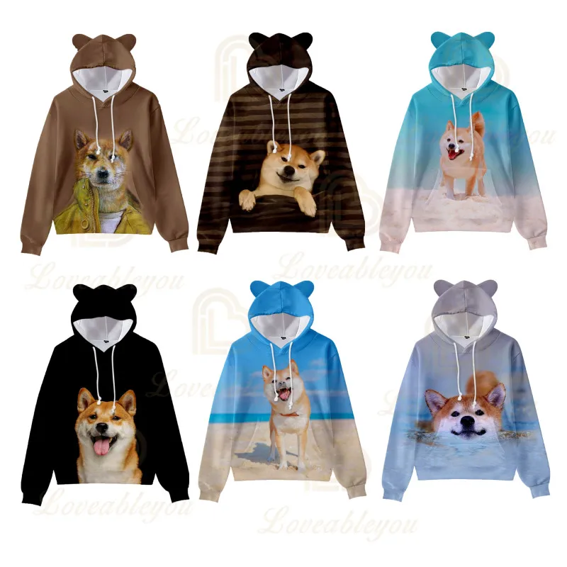 

Kawaii Women Funny Hoodies Cat Ears Sweatshirts Autumn Long Sleeve Girls 3d Print Kids Adult Hoodie Kids Birthday Gifts