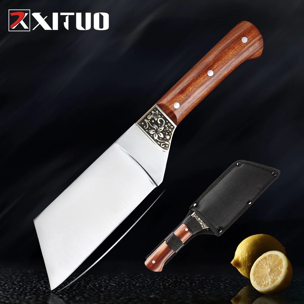 

XITUO 440C Stainless Steel Premium Chef Knife Durian Knife Cleaver Meat Fruit Kitchen Knife with Rosewood Handle Cooking Tool