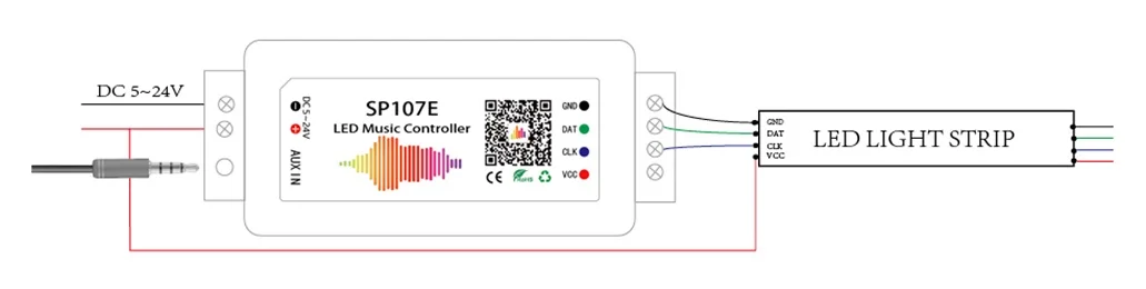 Bluetooth музыкальный RGB контроллер SP107E обычно используется в WS2812BWS2811SK6812 DMX512 светодиодные полосы Пиксельная лампа RGB/RGBW DC5V-24V