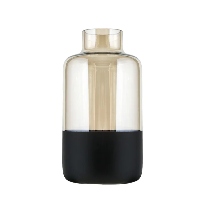 

Modern Affordable Electroplating Simple Home Decoration Transparent Glass Vase Flower Flower Arrangement Frosted Home Decoration