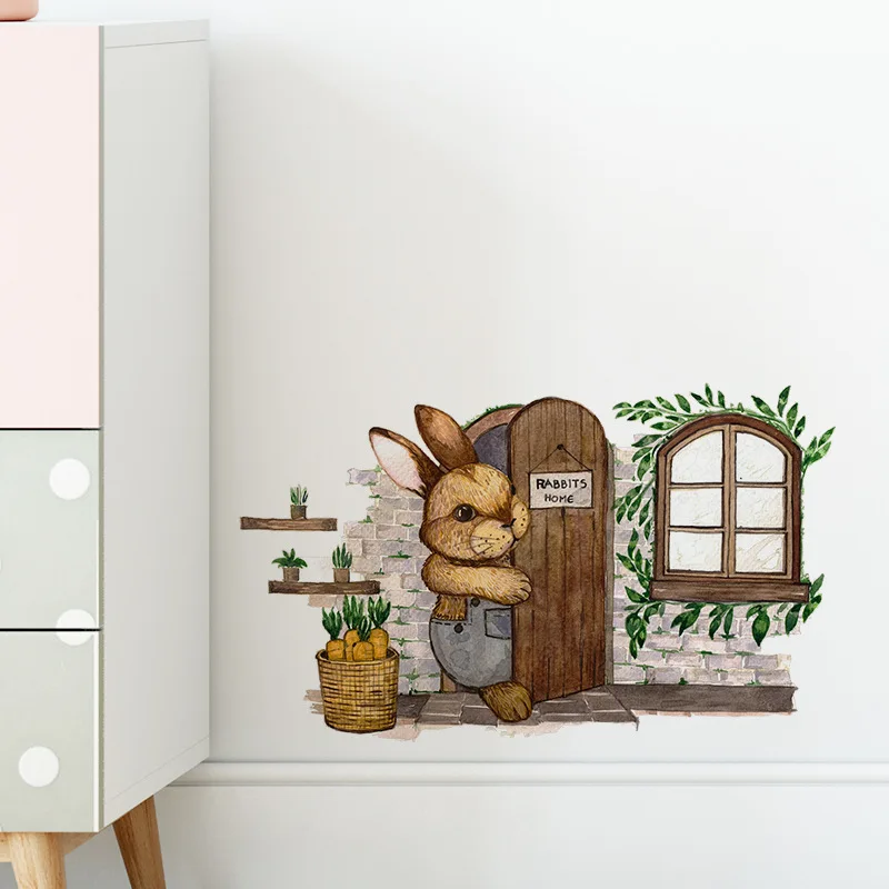Наклейки на стену с рисунком кролика из мультфильма для детской комнаты гостиной