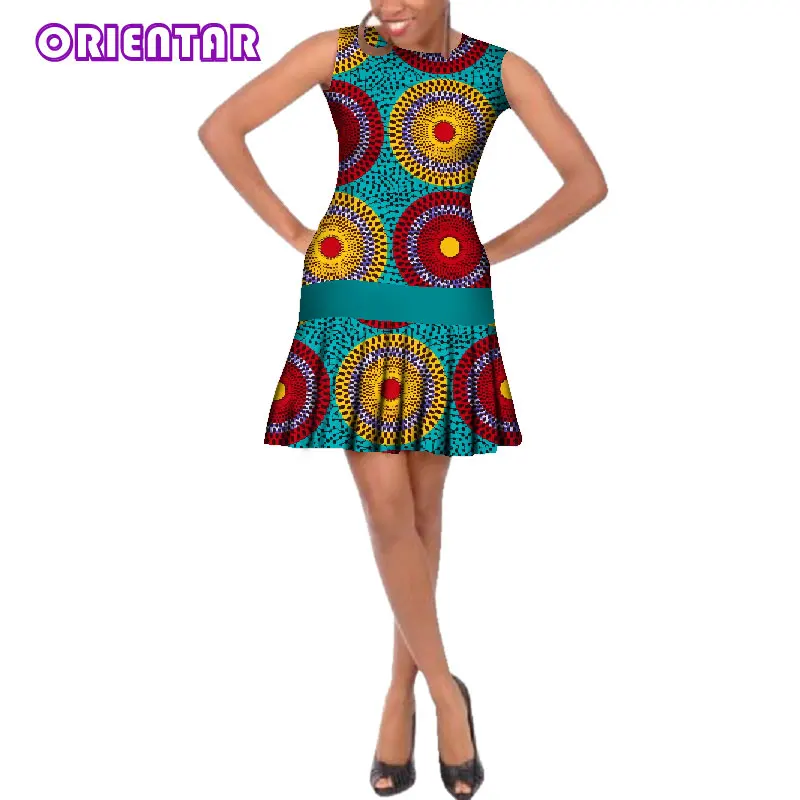 Simple Women African Dress Bazin Riche Draped Midi Dresses African Clothes Dashiki African Print Cotton Sleeveless Dress WY256 - Цвет: 3