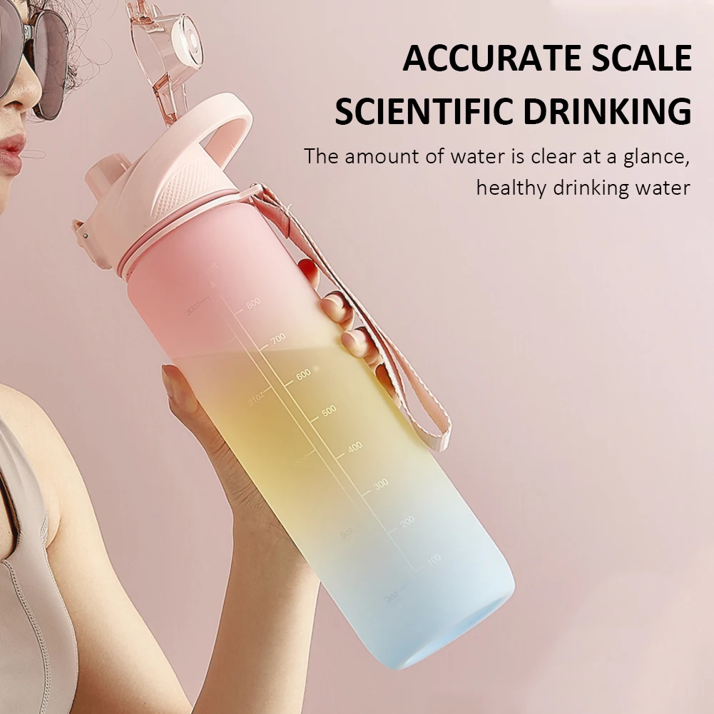 

1000ml Plastic Water Bottle Leakproof Flip Lid Sports Bottle Portable BPA Free Drinking Bottle Outdoor Camping Gym Water cup