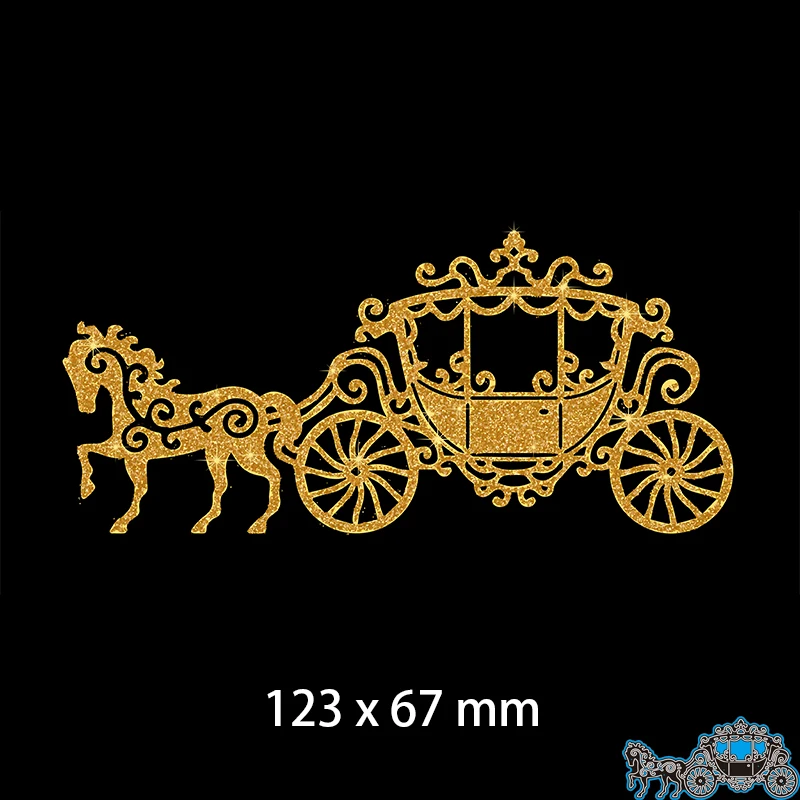 Metal Dies  Horse Carriage Hollow New Stencils DIY Scrap booking Paper Cards Craft Making Craft Decoration 123*67mm