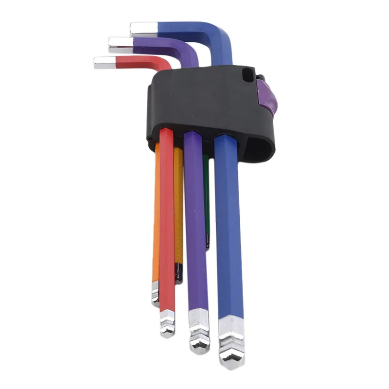 

9pcs Color Allen Wrench Set Multi-function Ball Head Flower Type Allen Wrench Set Auto Repair Tool