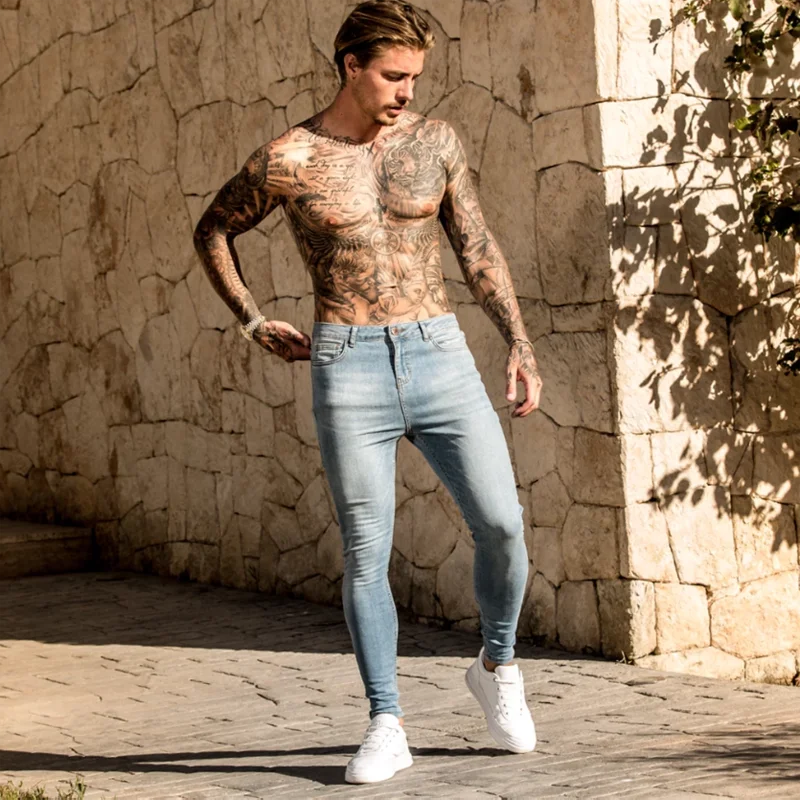 Новинка мужские обтягивающие джинсы 2020 узкие брюки рваные Стрейчевые штаны с