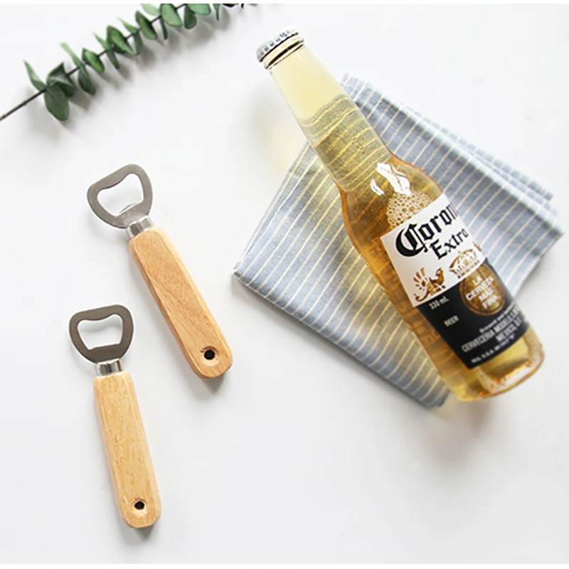 

10/20/30PCS Wooden Handle Handheld Bartender Bottle Opener Wine Beer Soda Glass Cap Opener Kitchen Bar Tool Creative Hole Design