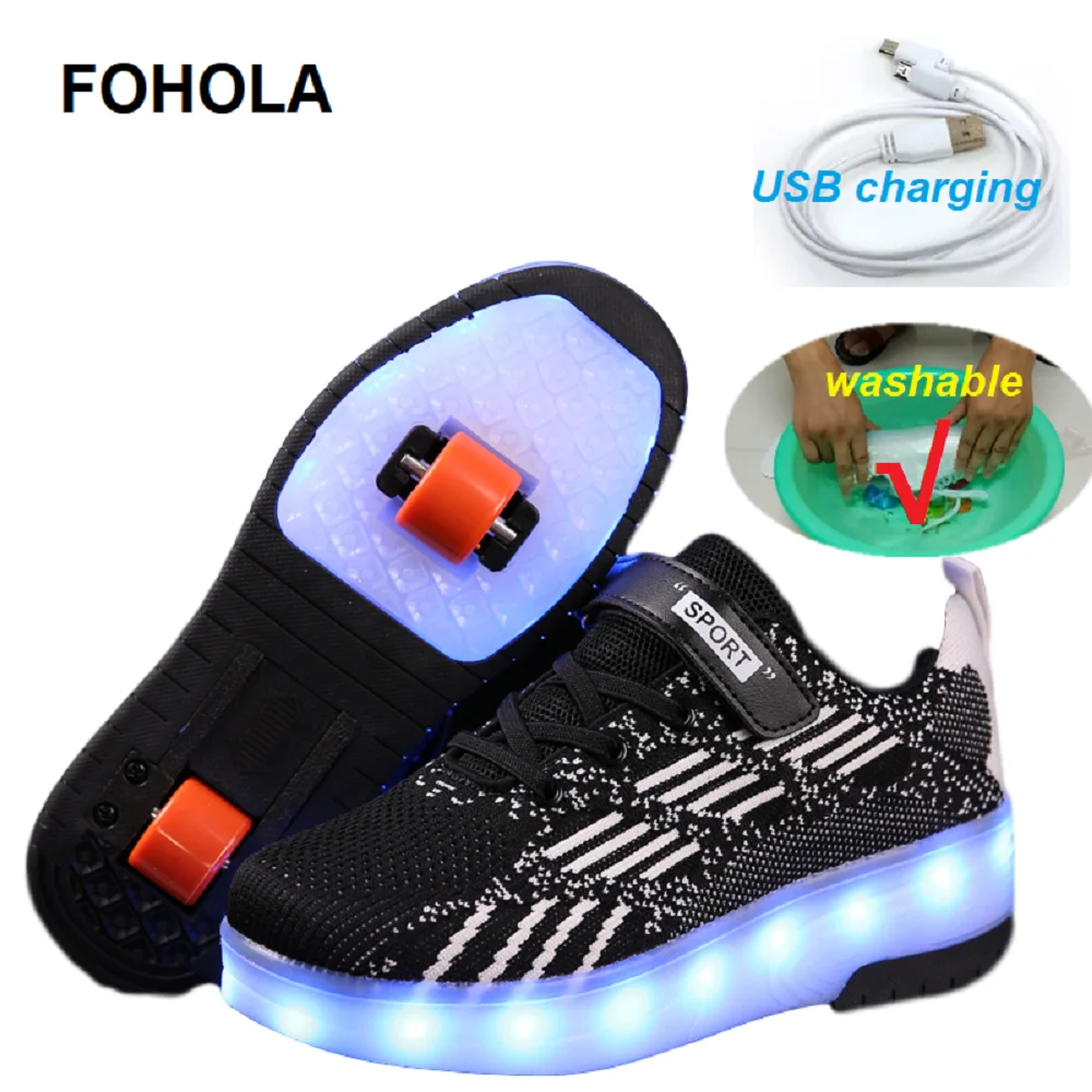 Детский светодиодный светильник Обувь для девочек Светящиеся кроссовки с двумя