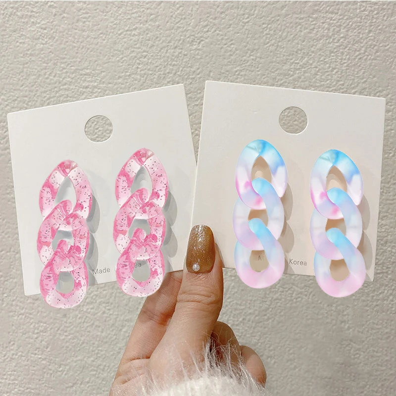 

Женские серьги-каффы, винтажные прозрачные акриловые серьги, каффы карамельных цветов, 78 мм, 2021