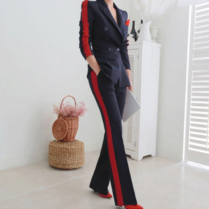 

2021 Slim Blazer Long Pants Suit Women Fashion Comfortable Thick Warm Trend Outdoor Office Pant Suits Wild Suit Slim Pants Set
