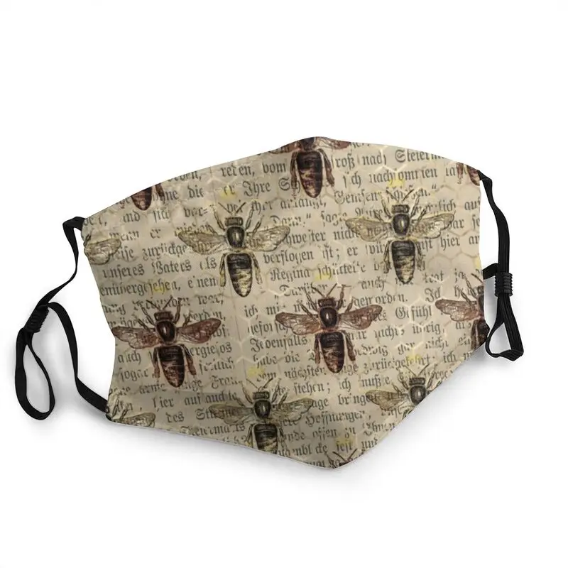 

Винтаж Ретро Медоносная пчела узор многоразовый уход за кожей лица маска унисекс Анти-пыль Защитная крышка респиратор рот муфельная печь