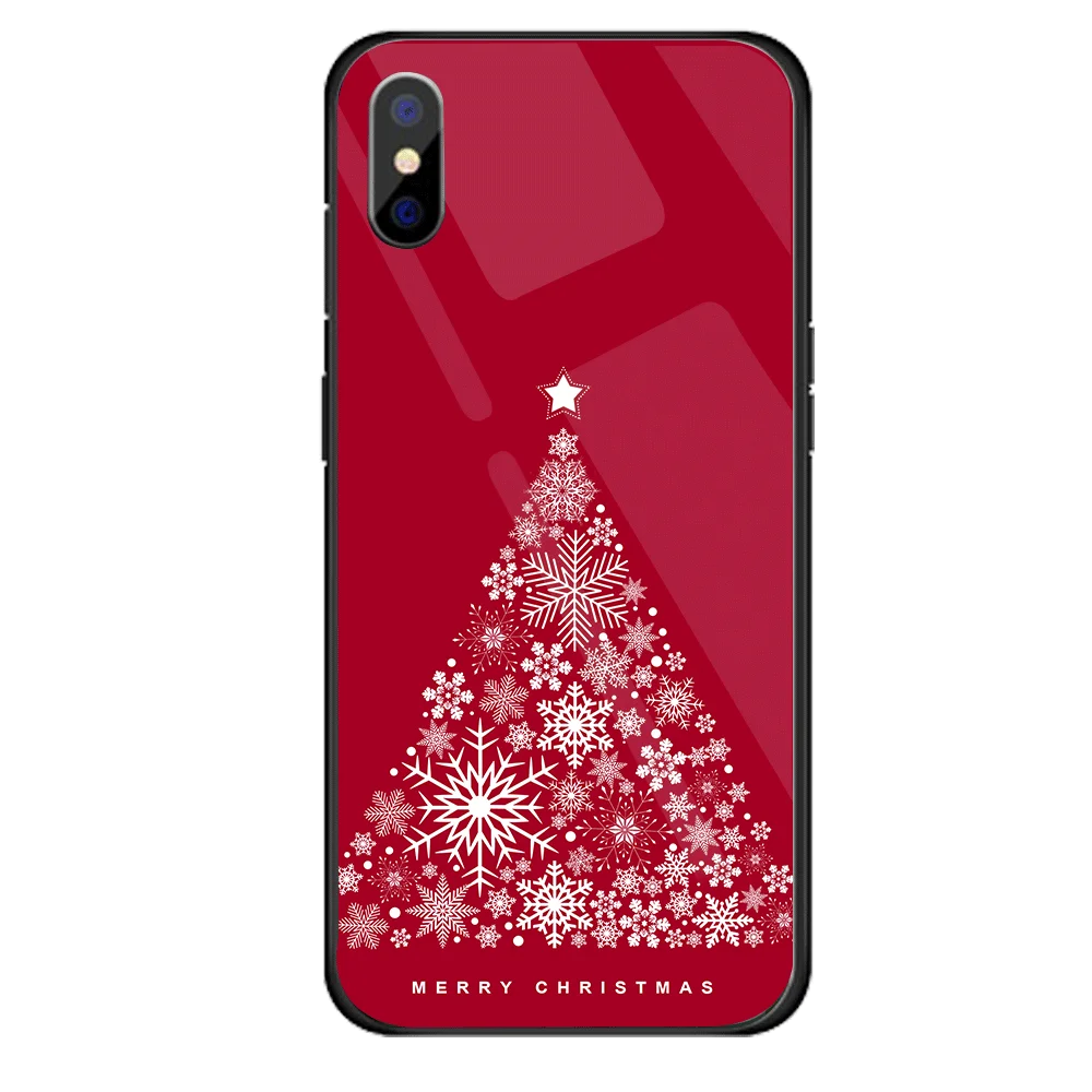 04 Роскошный Рождественский чехол для iPhone X XS XR XSMAX, жесткий стеклянный чехол Чехол для iPhone 5 5S SE 6 6S 7 8, новогодний подарок, Conque - Цвет: 04