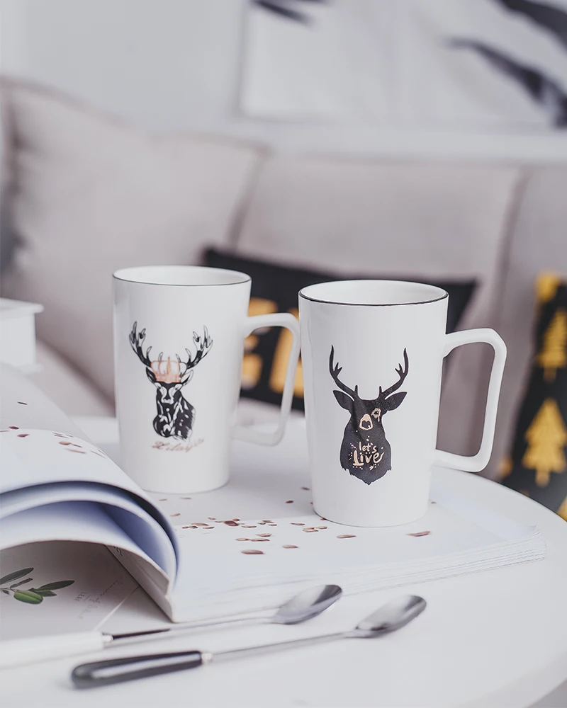 Мультяшная кружка Milu в виде оленя модная Милая поилка для чая с ложкой и губой