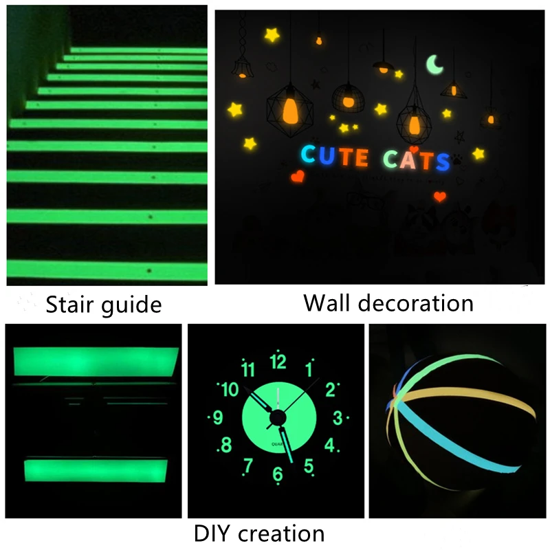 Luminous Tape 3 Meters Self-adhesive Glow Emergency Logo In The Dark Safety Stage Stickers Home Decor Party Supplies Decorative 2